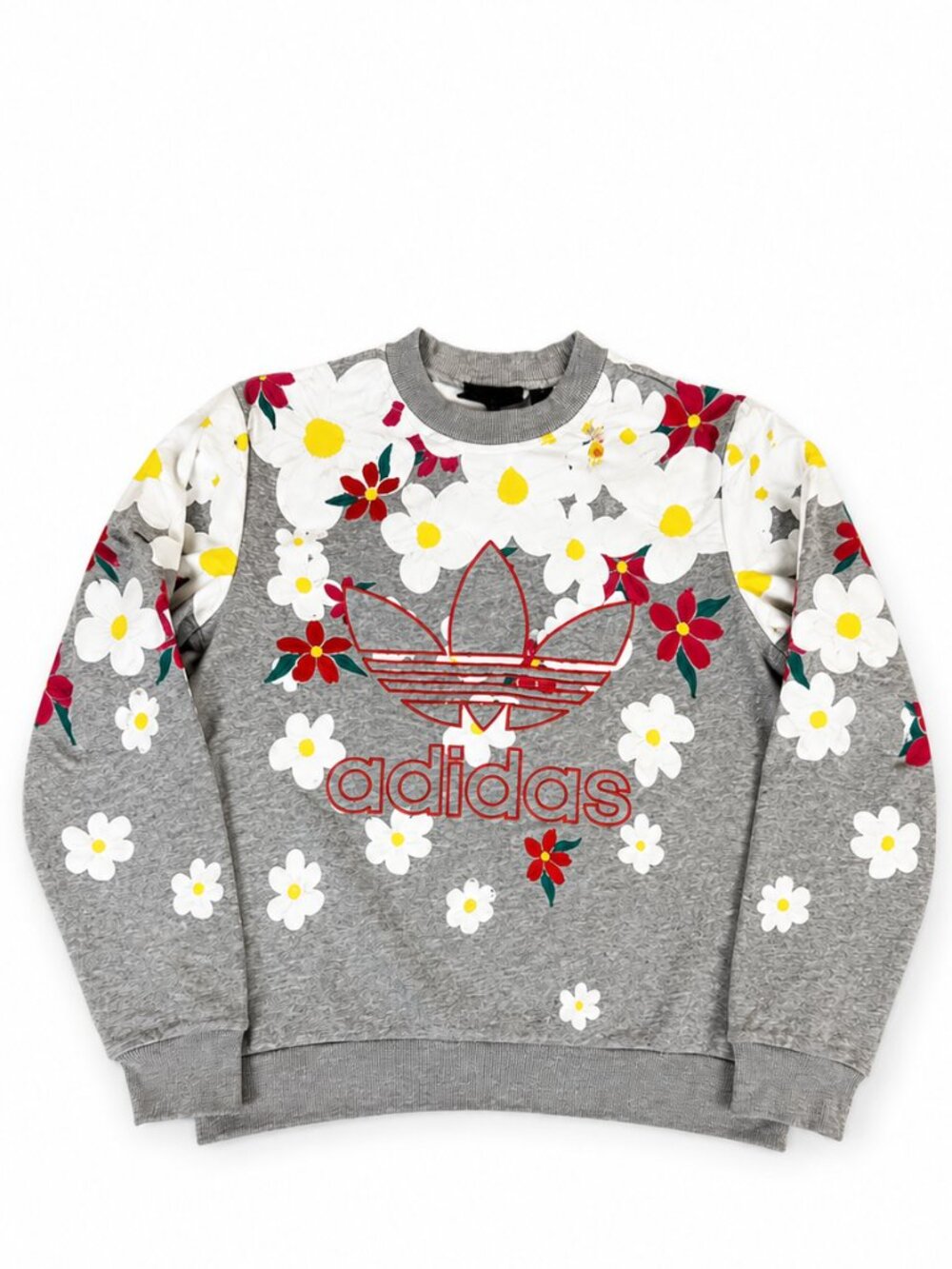 Adidas x Pharrell Williams Sweatshirt Women’s L Floral Trefoil Appliqué EUC